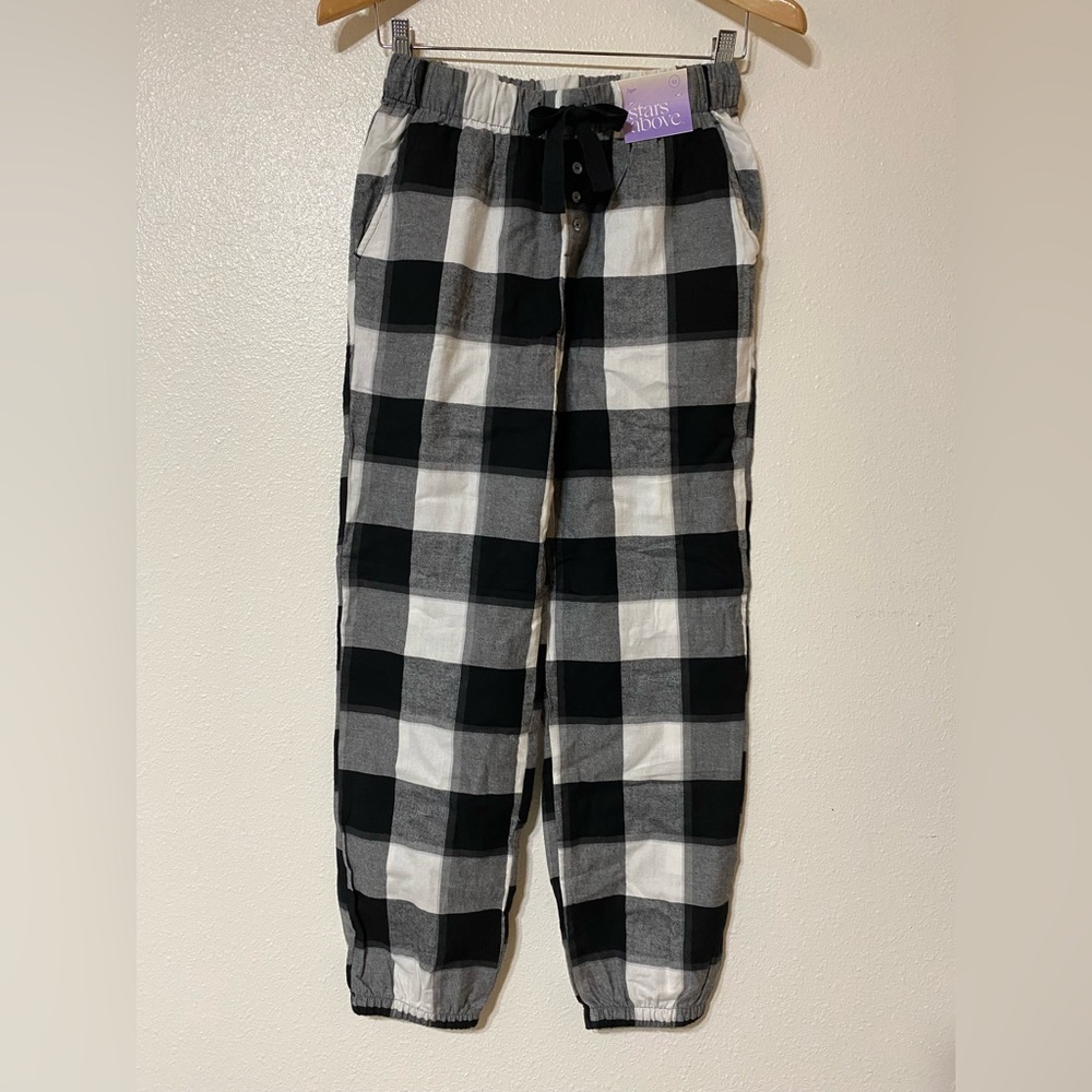 NWT Target Stars Above Women’s Flannel Jogger Pants Cream Black Buffalo Check XS